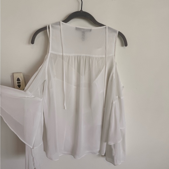 BCBGMaxAzria White Cold Shoulder Blouse - Picture 5 of 6